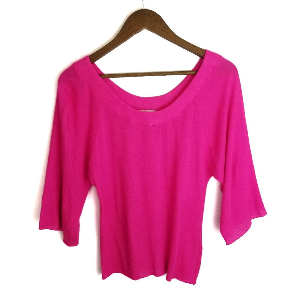 Rory Beca Neon Pink Designer Quarter Sleeve Top